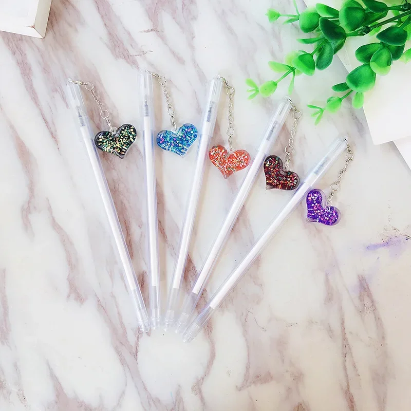 

24 шт., новый блестящий кулон «Любовь», гелевая ручка, подвесные ручки, студенческие принадлежности, креативные канцелярские принадлежности, каваи, школьные принадлежности