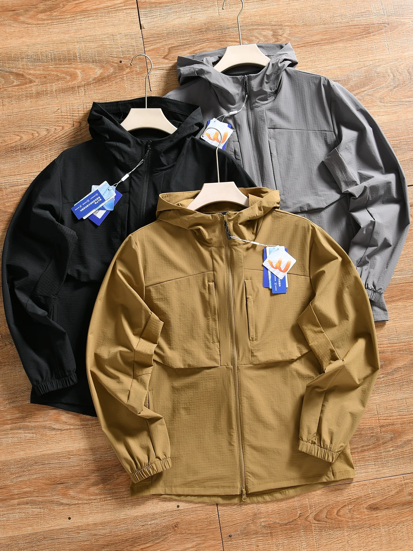 Men's Outdoor Casual Hooded Sport Jacket Water-Resistant 3D Tailoring Standard Fit Polyester/Nylon Composite Fiber Long Sleeve