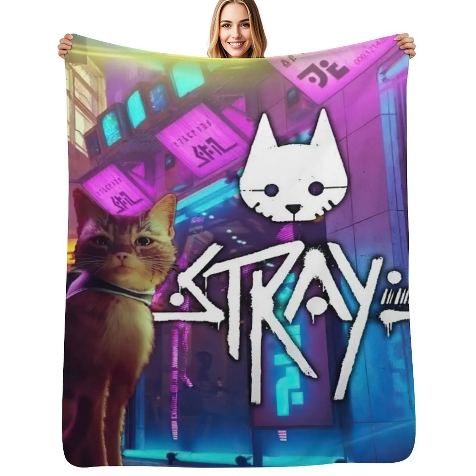 stray game cat sad Throw Blanket Lightweight Warm Blanket for Travel Camping