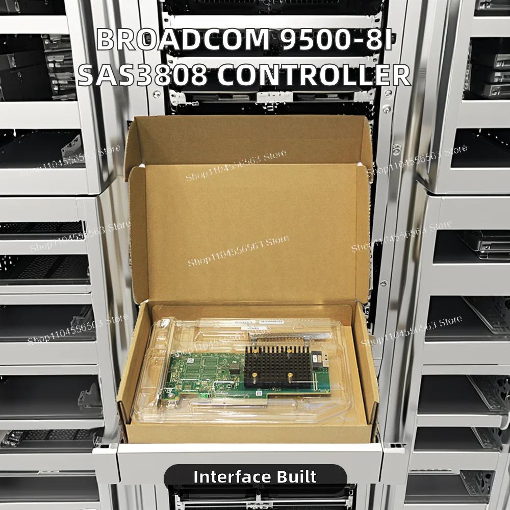 LSI 9500-8i 9500-16i 05-50134-01 PCIe 4.0 x8 SAS3808 8 منافذ داخلية 12 جيجابايت/ثانية SAS، 6 جيجابايت/ثانية SATA، NVMe ثلاثي الوضع HBA #1