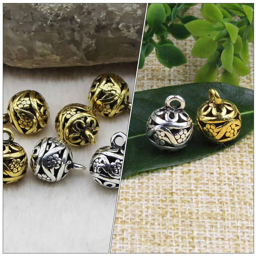 

20pcs Alloy Charms Openwork Flower Ball Pendant naments for DIY Jewelry Making Crafts Vintage Metal Hollow Balls