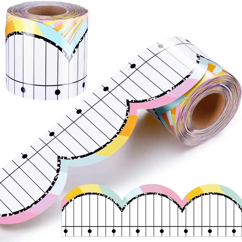 Self Adhesive Blackboard Border Sticker 10m/roll Easy to Cut Classroom Border Sticker Pencil Bow Cartoon Print