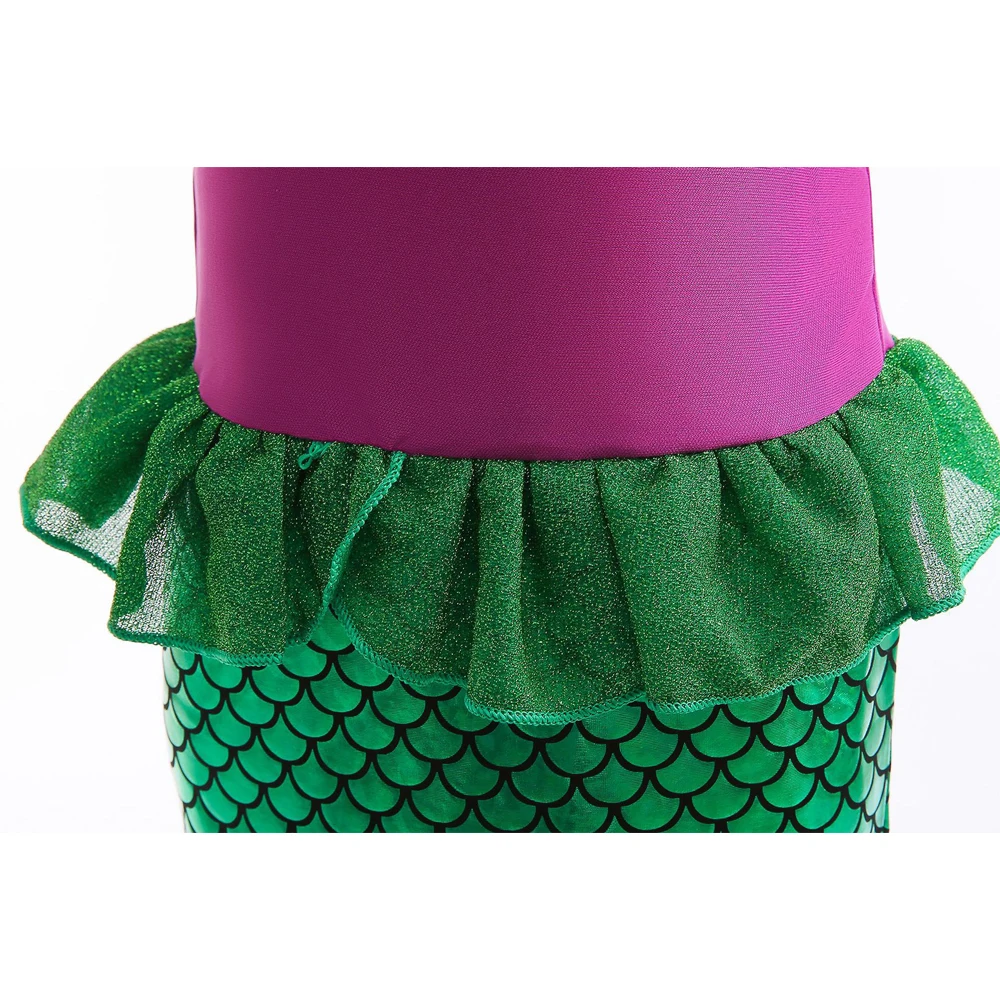 New Little Mermaid Ariel Princess Dress For Girls Short Sleeve Tulle Cosplay Costume Children Carnival Birthday Party Clothes