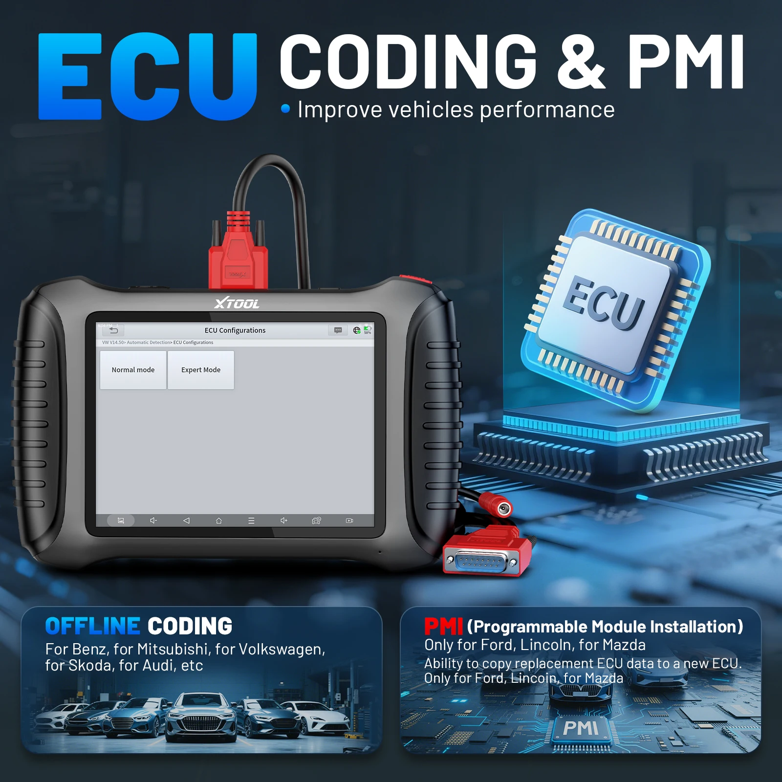 XTOOL InPlus IP900 Bidirectional Car Diagnostic Tool All System Automotive Scanner with ECU Coding 41+ Resets CAN FD DOIP FCA