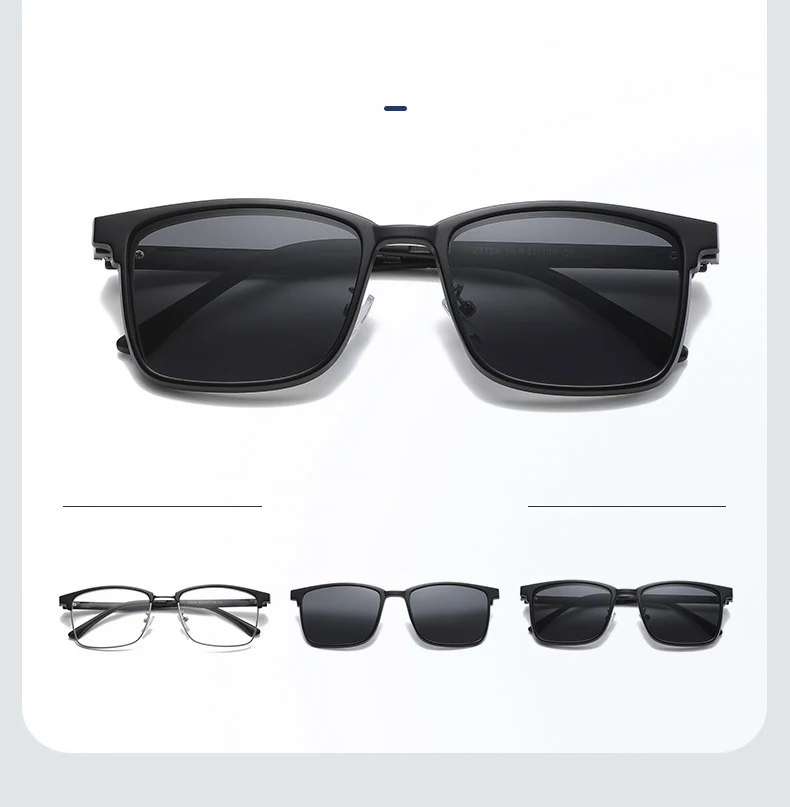 Vcka 6 in1 quadratisch polarisierte Myopie Sonnenbrille Männer Frauen Magnet clip Brille Rahmen optische verschreibung pflicht ige Brillen-0,5 bis-6,0 – Detail 2