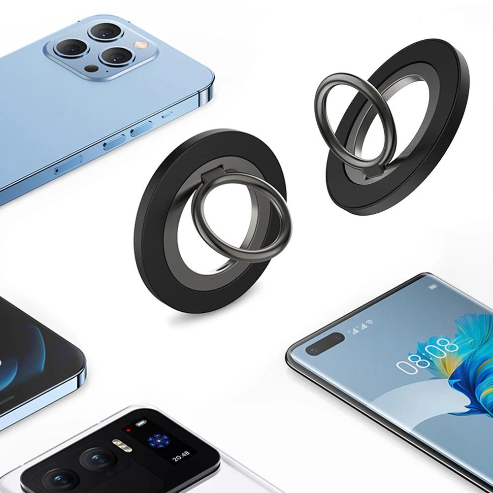 

Magnetic Phone Ring Holder 360 Degree Rotation Phone Ring Grip Finger Ring Kickstand Metal Phone Grip for iPhone 15 14 13 12