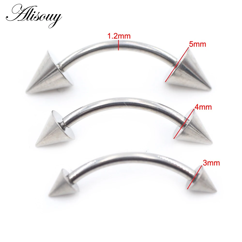 Alisouy 1PC Internally Thread Titanium Cone Eyebrow Curved Nipple Ring Snug Daith Cartilage Helix Earring Piercing Body Jewelry