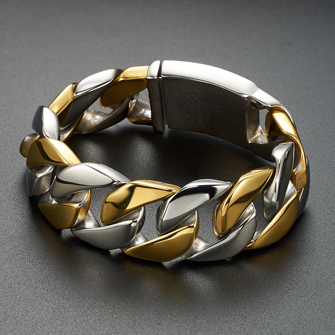

12/15/20/26mm Wide Heavy Polished 316L Stainless Steel Curb Chain Necklace Punk Jewelry for Men Boys