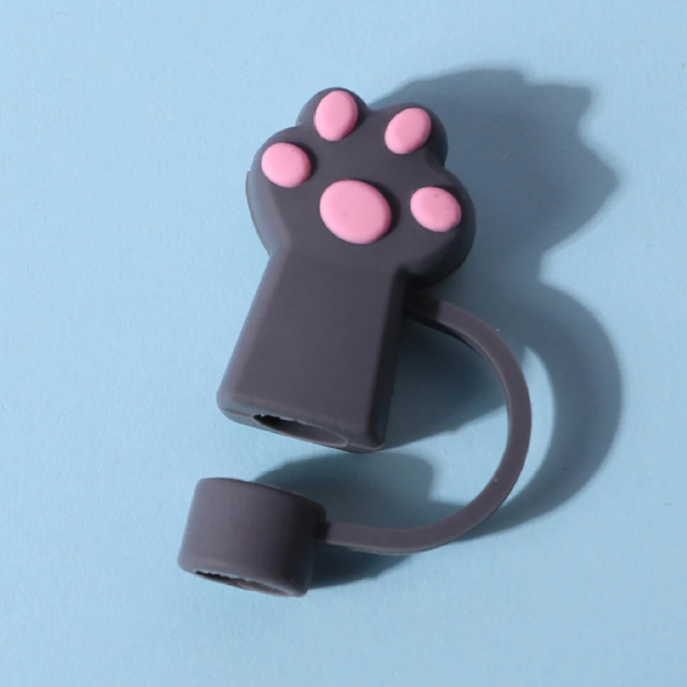 6/12/18Pcs Silicone Cat Paw Straw Covers for Stanley Cups 30/40 Oz Tumbler Accessories 10mm Cute Straw Toppers Protector Cap