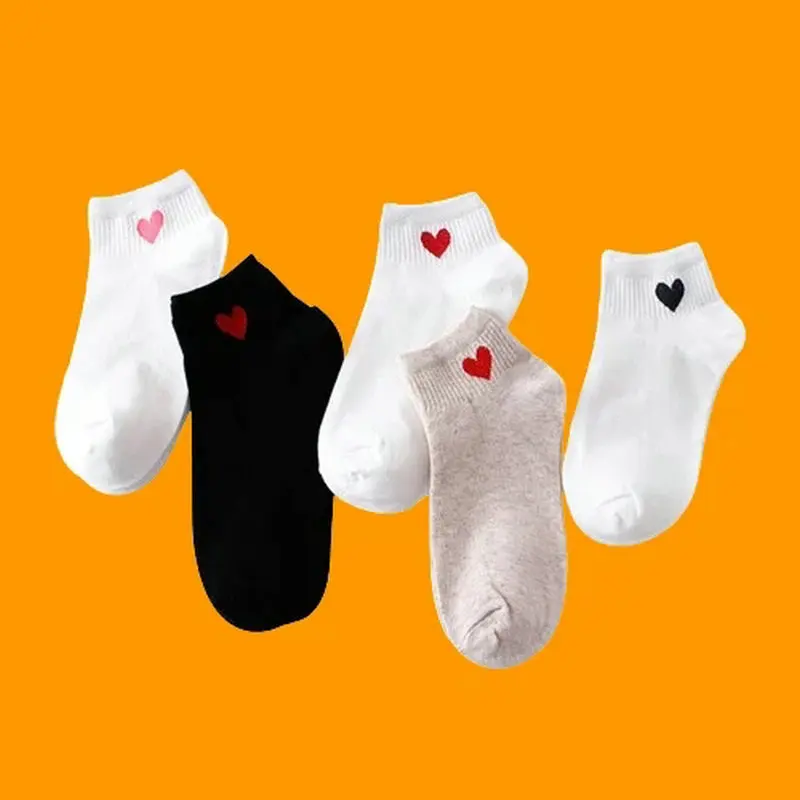 4/8 Pairs Pure Cotton Spring And Summer Comfortable Socks Ladies Casual Sports Breathable Love Heart 2024 New Socks Ladies Socks