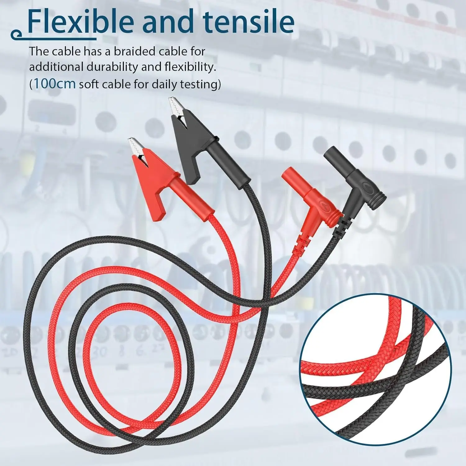 Banana Plug to Alligator Clip Test Lead, 15A 1000V Heavy Duty Crocodile Clip Lab Test Cable with Banana Plug for Multimeter