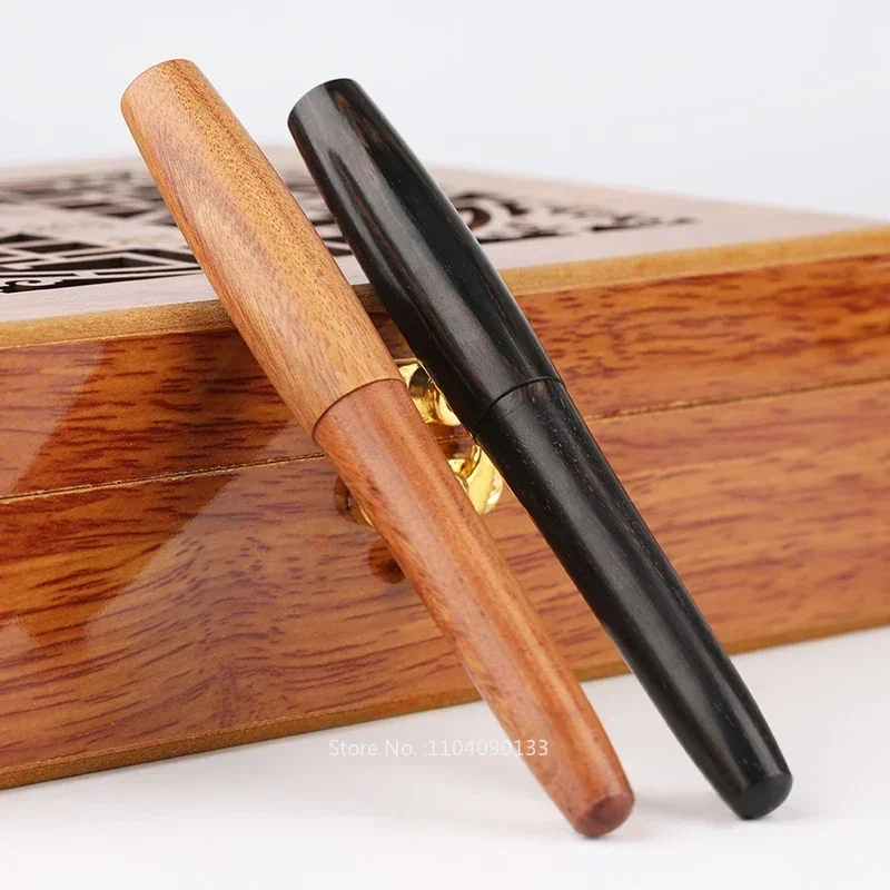 hot-majohn-cowboy-natural-handmade-wood-fountain-pen-full-wooden-beautiful-pen-ef-f-calligraphy-bent-nib-writing-ink-pen-new-set