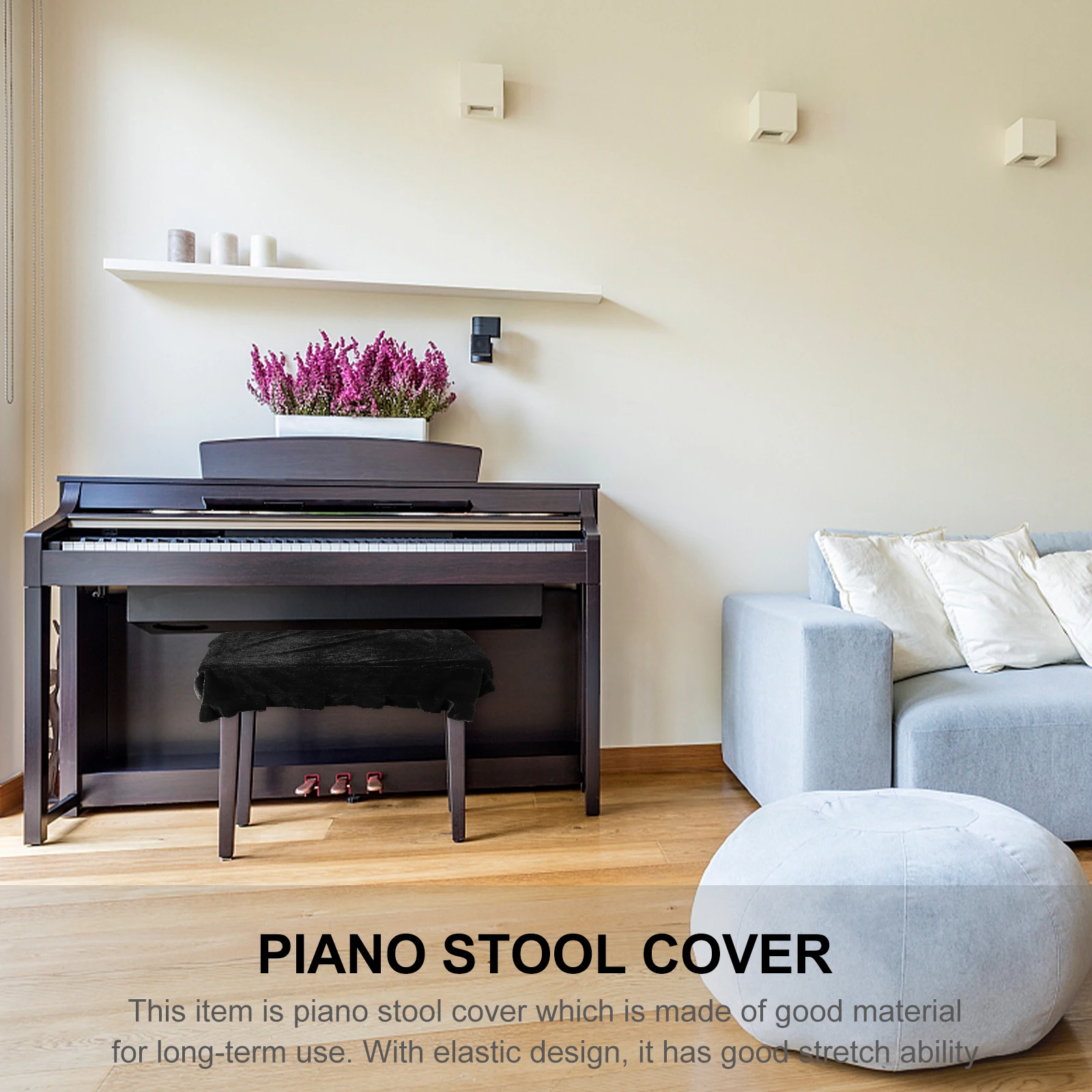

Piano Stool Cover Chair Seat Soft Bordered Protective Universal Bench
