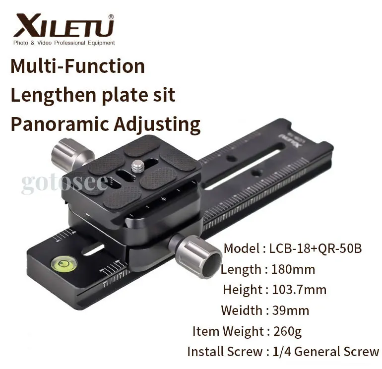 XILETU LCB-18B Quick Release Plate Holder Track Dolly Slider Clamp and QR Plate Focusing Meet Arca Swiss For DSLR Camera Tripod