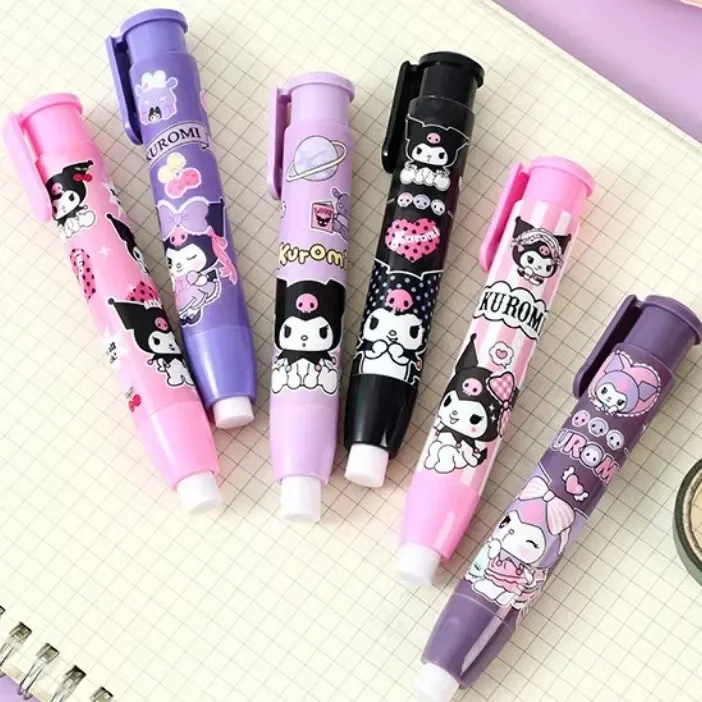 Cute Kuromi Click Eraser Learning Supplies Cute Cartoon Stationery Creative Eraser Kawaii Beautiful Little Gift