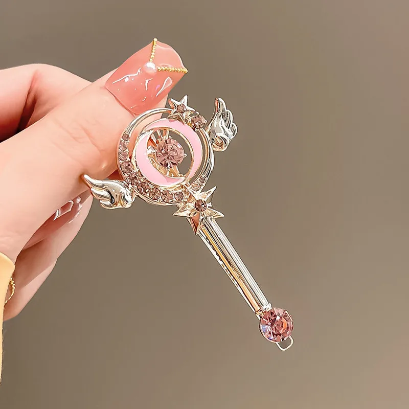 Anime Card Captor Sakura Pink Angel Girl Cute Duck Beak Clip Cosplay Magic Wand Hair Spring Clip Hair Cord Jewelry Ornament Wing