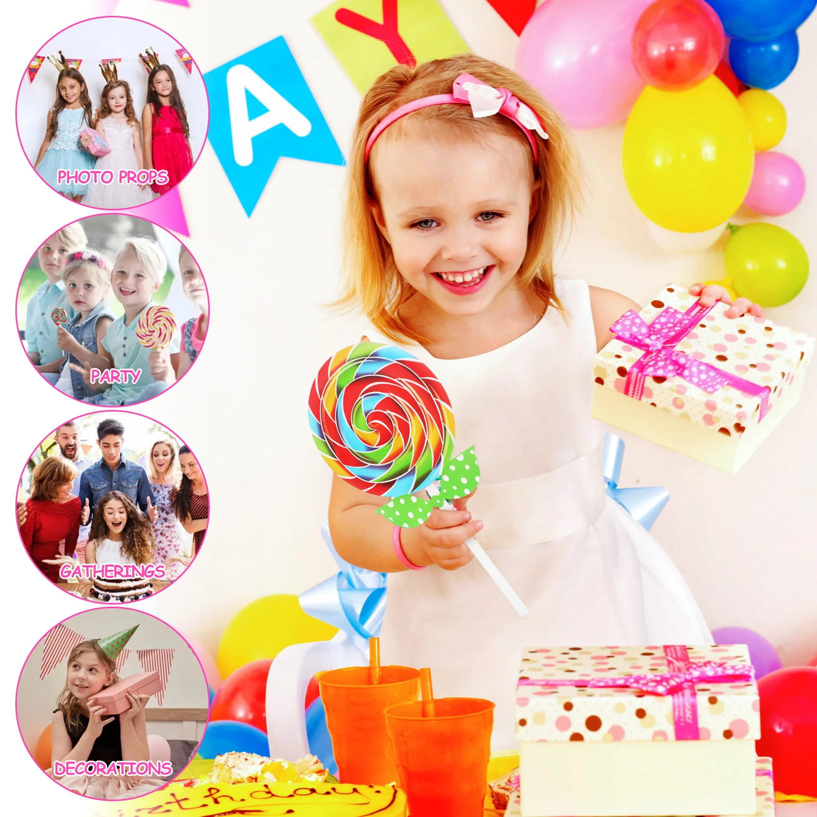 

2pcs Lollipop Props Giant Candy Ornaments Handmade Decorative Lollipop For Photo Booth Party Carnival Christmas Decoration