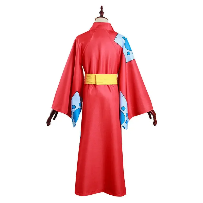 Disfraz de Anime Wano Country Monkey D. Luffy Cosplay Kimono para hombre adultos cárdigan rojo disfraces de Halloween