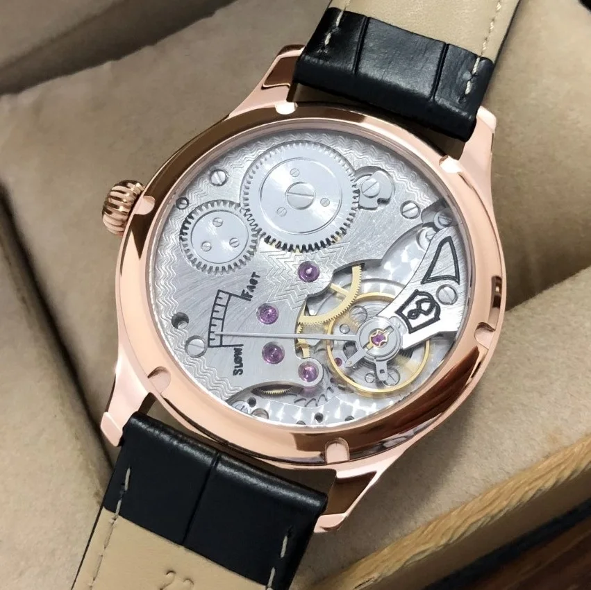 44mm GEERVO no logo eta6498 model  Mechanical Hand Wind movement men's watch White dial Rose gold case Mechanical watches GR24