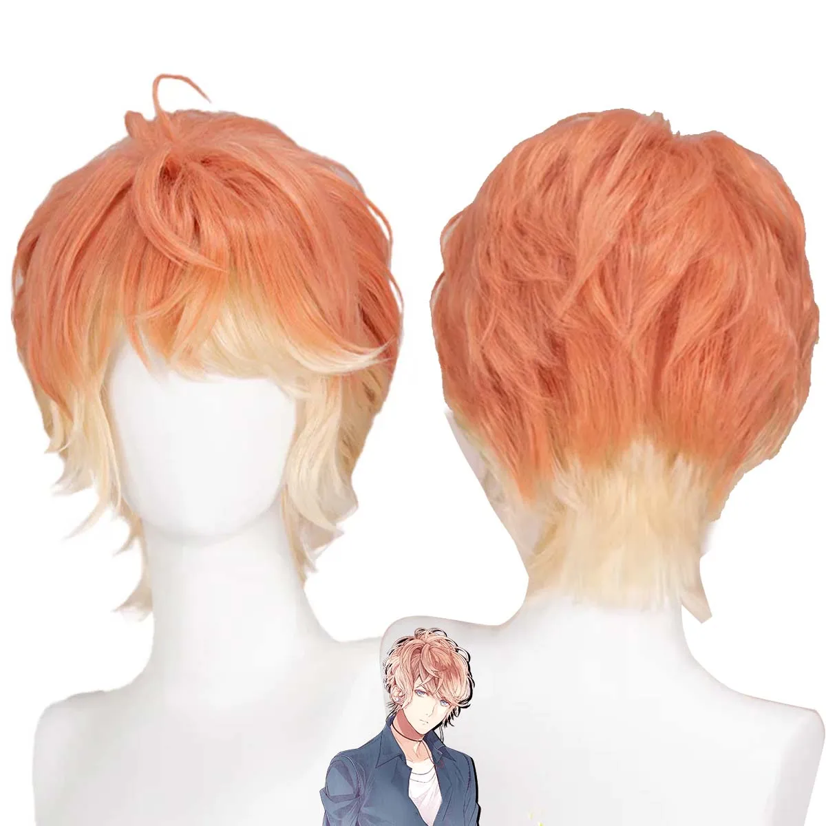 Women DOKIDOKI Devil Lover Cosplay Sakamaki shu Short Orange Yellow Hair Wig