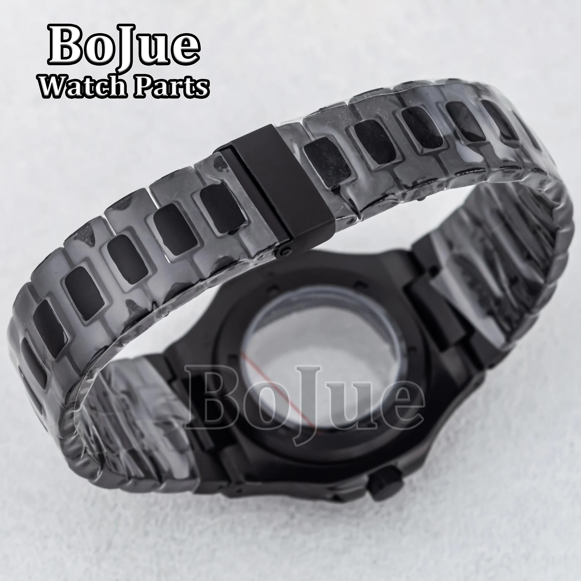 41mm Black PVD Men\'s Watch Cases Bracelet Parts For Mod Nautilus Seiko NH34 NH35 NH36 NH38 Movement Dial Sapphire Crystal Glass