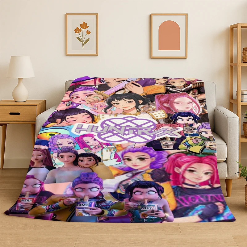 KPop D-Demon Hunters Girl Group Cartoon Soft Flannel Throw Blanket,Cozy Blanket for Bed,Couch,Sofa,Bedroom,Living Room,Travel