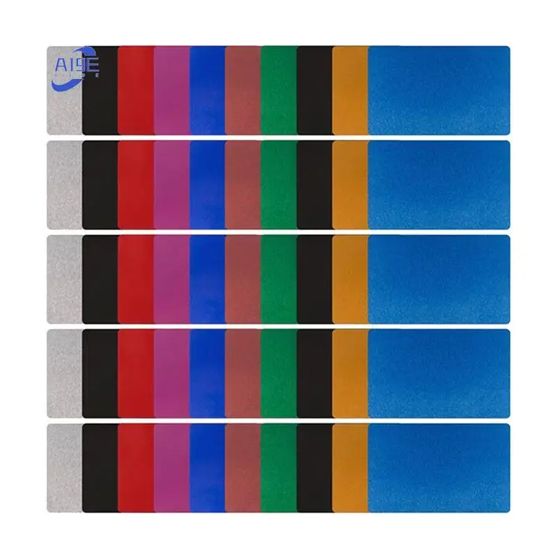 

A19E-Business Cards, 50 Pc. Engraving Blank Set, 10-Color DIY Cards. Multipurpose Metal Blanks For Home Office Customization
