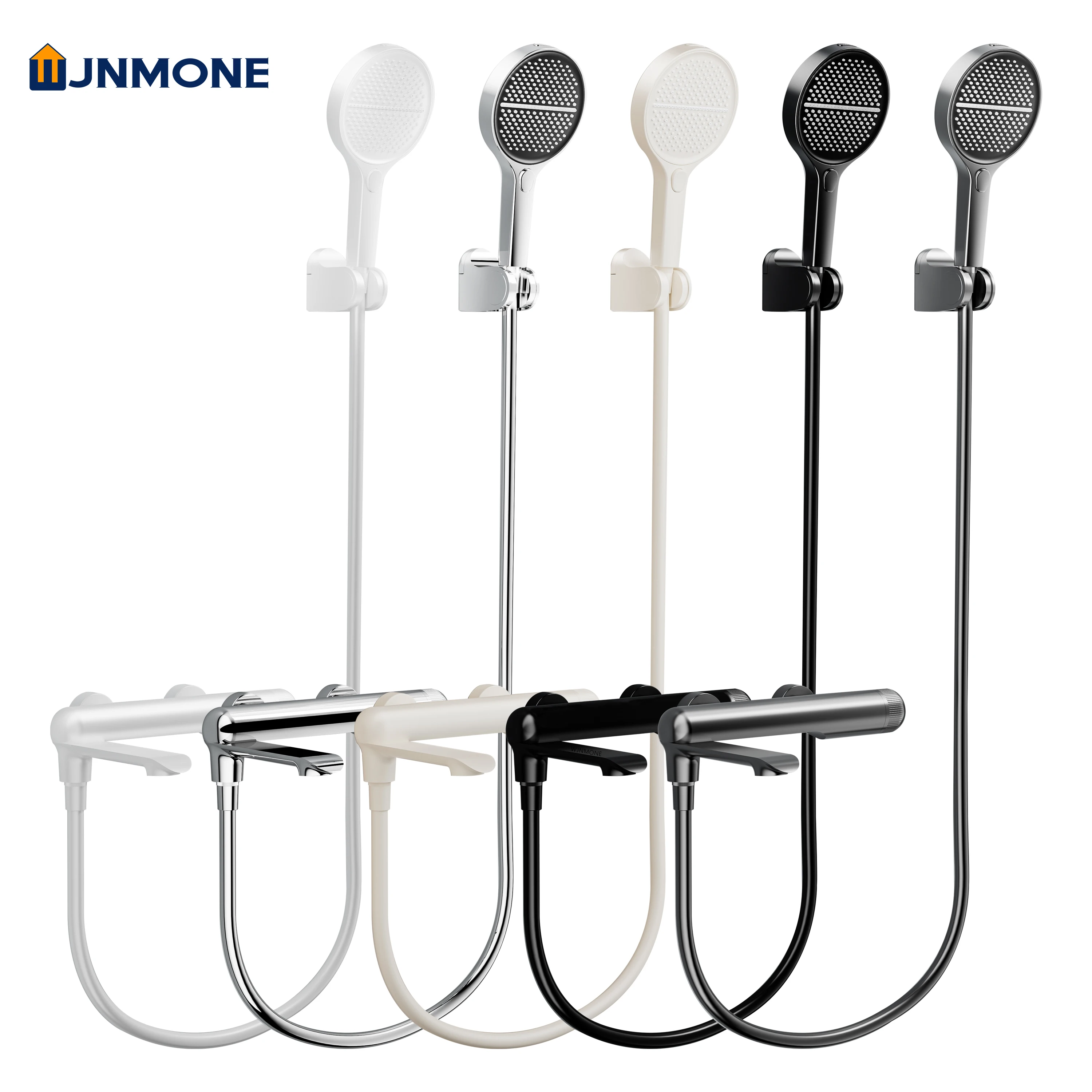 

Solid Brass Bathroom Shower Faucet Luxury Bathtub Mixer Taps Thermostatic Bath Tub Showers System Set with 4 Modes Rain Handheld