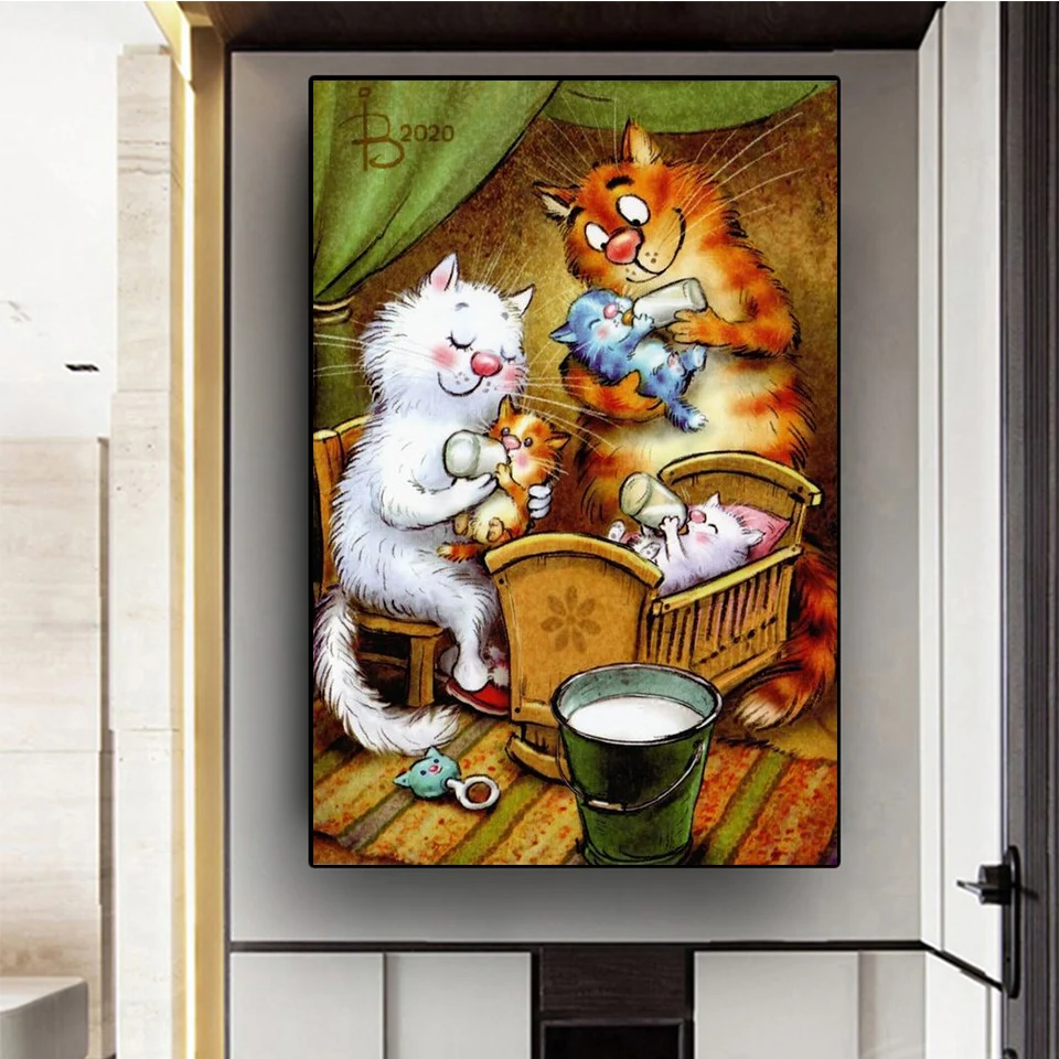 AB Diamond Mosaic Blue Cat Romantic Love Animal Diamond Painting Full Square Round Cross Stitch Zestaw do haftu Prezent do wystroju domu