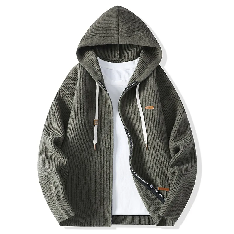 Kardigan sweater rajut pria model kerah lapel, mode musim gugur berkualitas tinggi tahun 2025, sweater dan kardigan rajut untuk pria