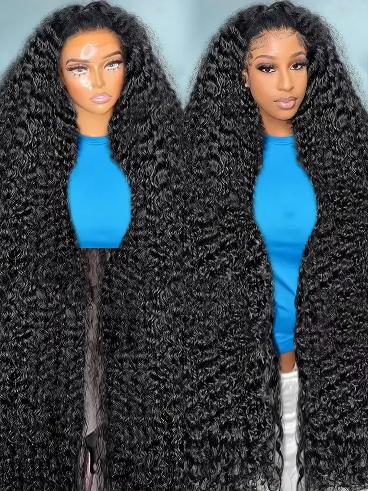 

40 46 дюймов 13x6 Hd Свободный глубокий волнистый фронтальный парик Бразильский 13x4 360 Водяные вьющиеся парики из натуральных волос на кружеве для женщин Плотность 300%