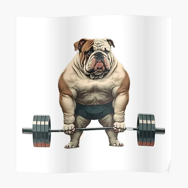 Dog Workout Lifting Weights In The Gym G  Poster Picture Art Vintage Modern Painting Home Funny Decor Room Decoration No Frame