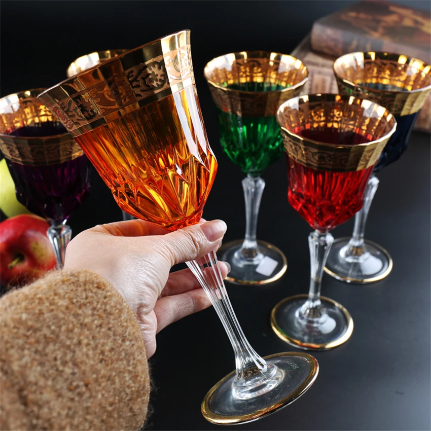 

High-grade 24K Gold wine glass Cup Crystal champagne glasses goblet Cup wedding Bar Hotel party Drinkware home decor accessories