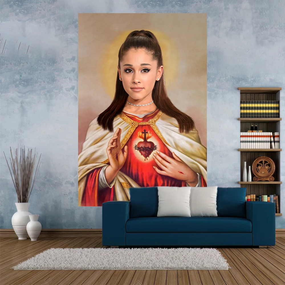 XxDeco Jesus Ariana Grand Tapestry Funny Meme Printed Home Decoration Covering Carpet Wall Hanging Bedroom Background Dorm Decor