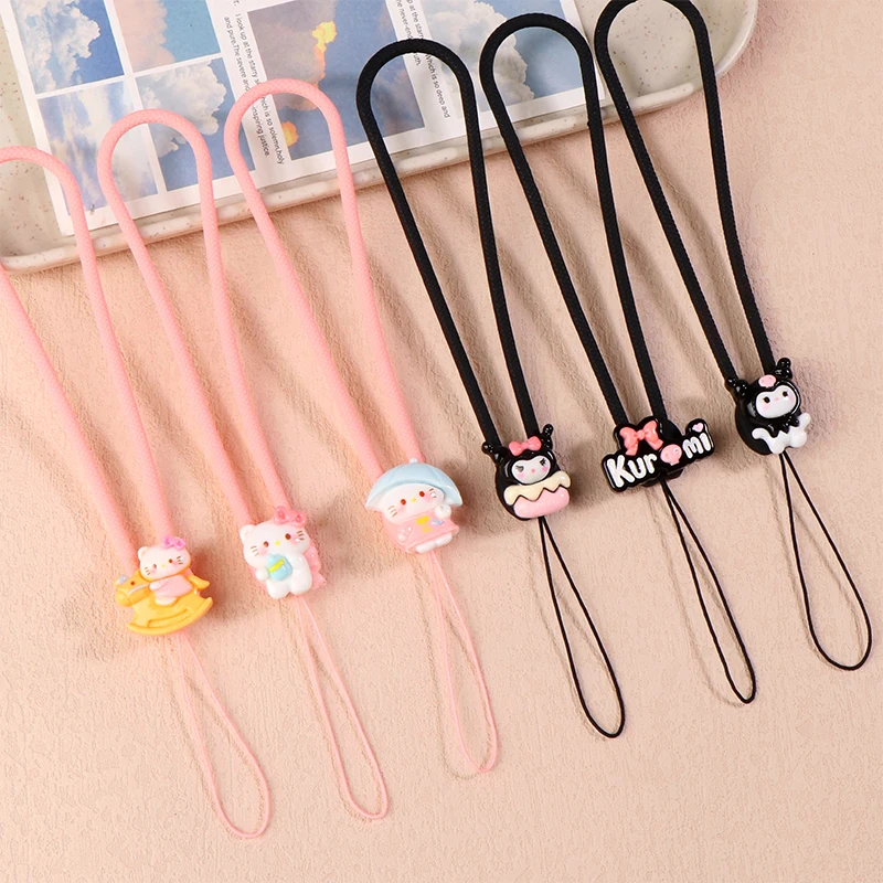 Kawaii Sanrio Hello Kitty Mobile Phone Lanyard Strap String Kuromi Sweet Girl Anti-Lost Wrist Strap Hanging Rope Hand Straps