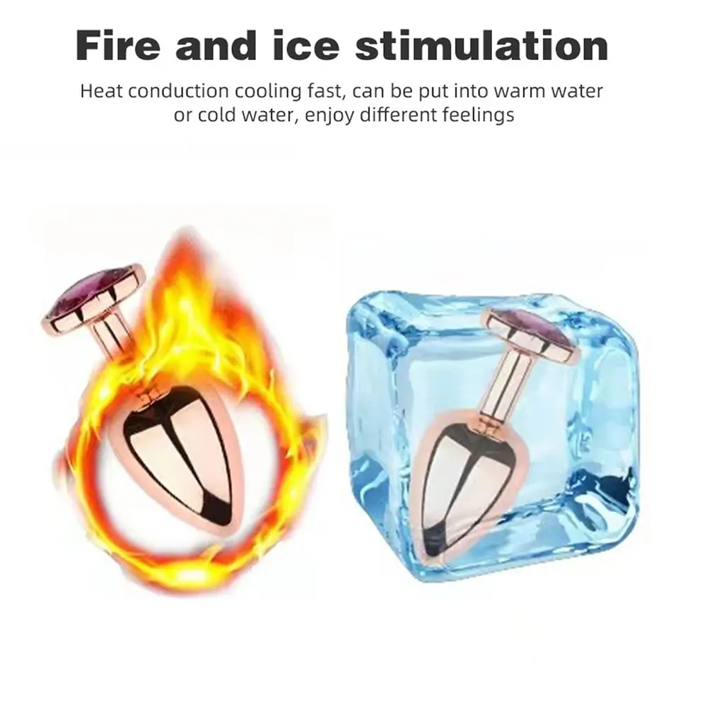 Rose gold pink Heart shape Crystal Metal anal beads butt plug Prostate Massager Adult Gay Products sex toy for female male