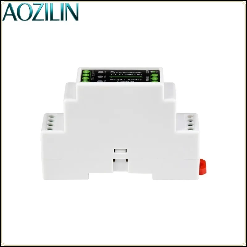 AOZILIN DIN Rail Isolated TTL‑RS485 Serial Converter,3.3V/5V 15KV ESD Surge Protection 1200m Industrial Communication Module
