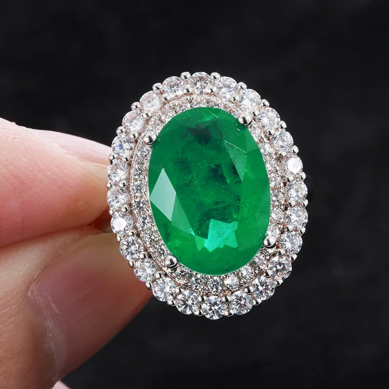 

Jewelry European and American Retro Emerald Paraiba Gemstone Women's Elegant Ring