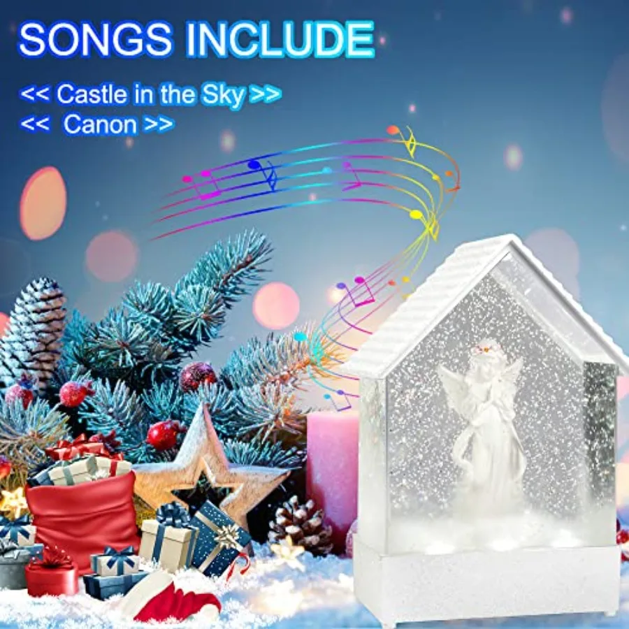 -Angel Musical Snow Globe - Praying Angel Statue Lights Festival Decor for Home, Mother's Day, Birthday Present, Remembrance Pr