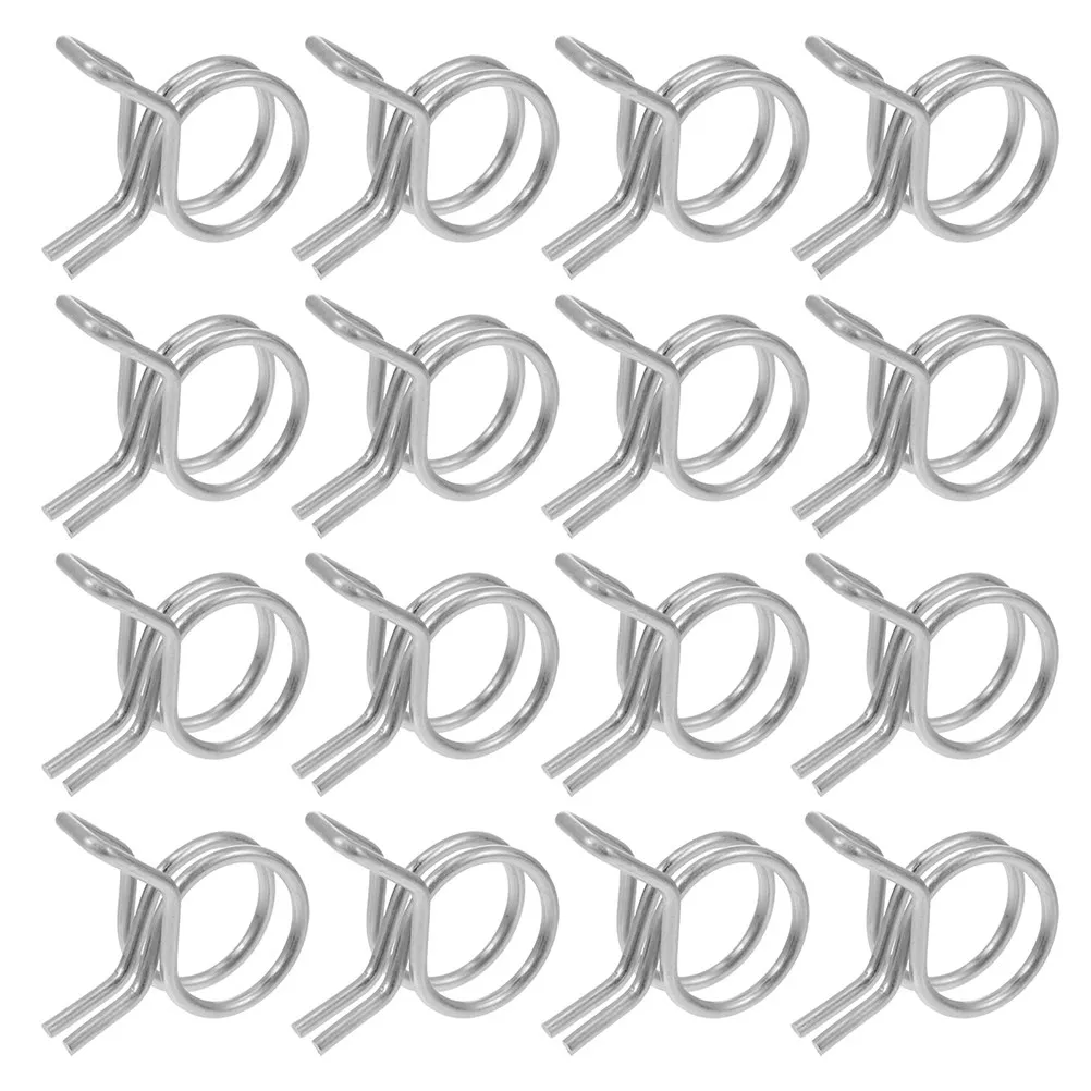 50Pcs Heavy Duty Stainless Steel Spring Hose Clamps Double Ring Design for Garden Hose Irrigation Water Pipe Air Tubing DIY