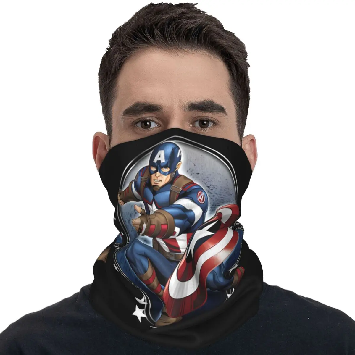 Outdoor Sports Balaclava Captain America Protector Cycling Mask Breathable Mask Cool Running Travel Sun Protection Scarf Bandana