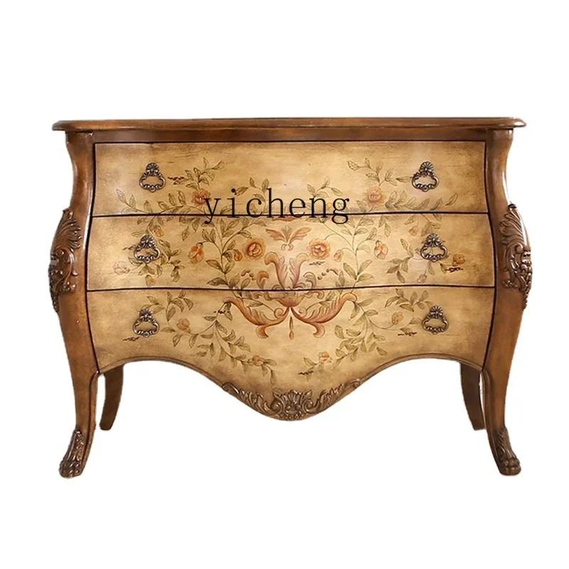 

XL Retro Three-Bucket Cabinet Solid Wood Bedroom Living Room Storage Cabinet Light Luxury Wall Cabinet Color