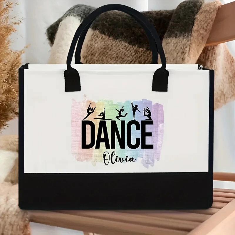 

1 Customizable Name Personalized Dancer Name Pattern Large Beach Tote Bag Women S Gift Custom Handbag for Dance Enthusiasts