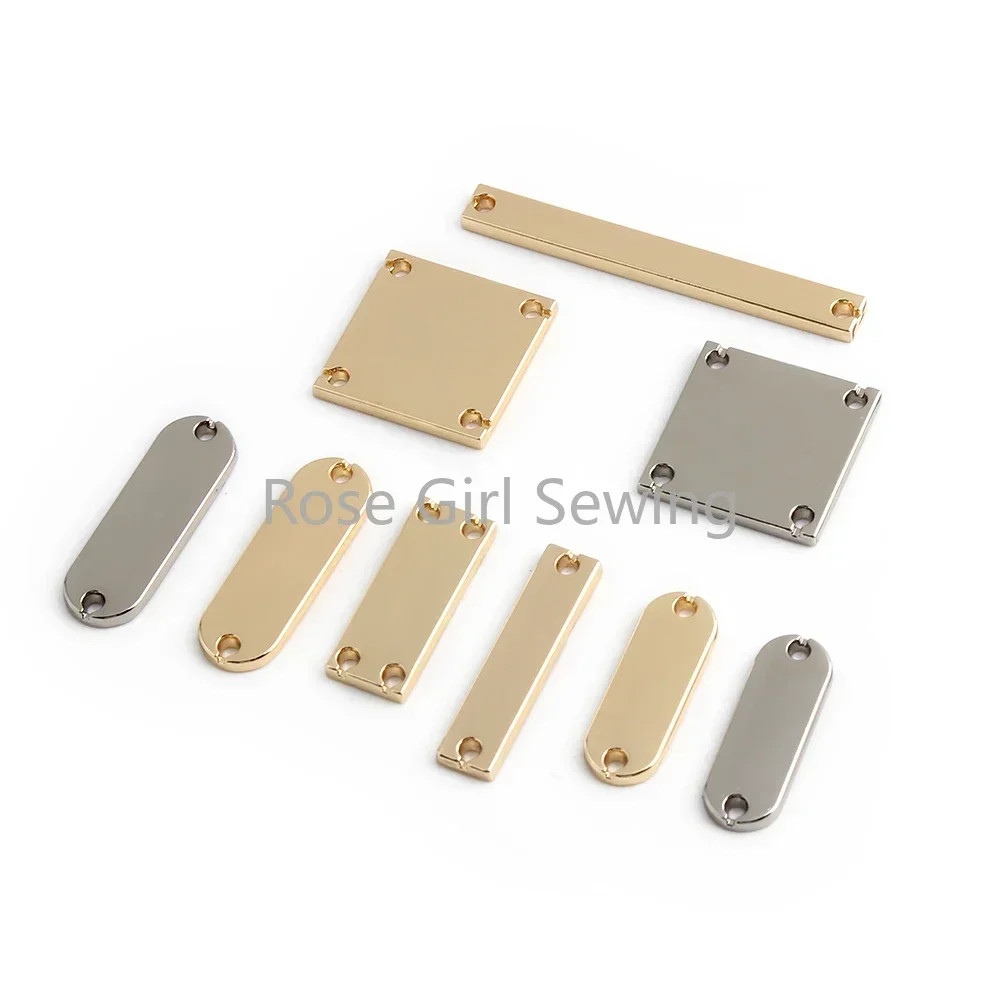 50 قطعة مستديرة/مربع/مسدس/مستطيل مخصص اسم الليزر شعار شخصي حقيبة يد الملابس قبعة الكلب العلامات اثنين حفرة الخياطة