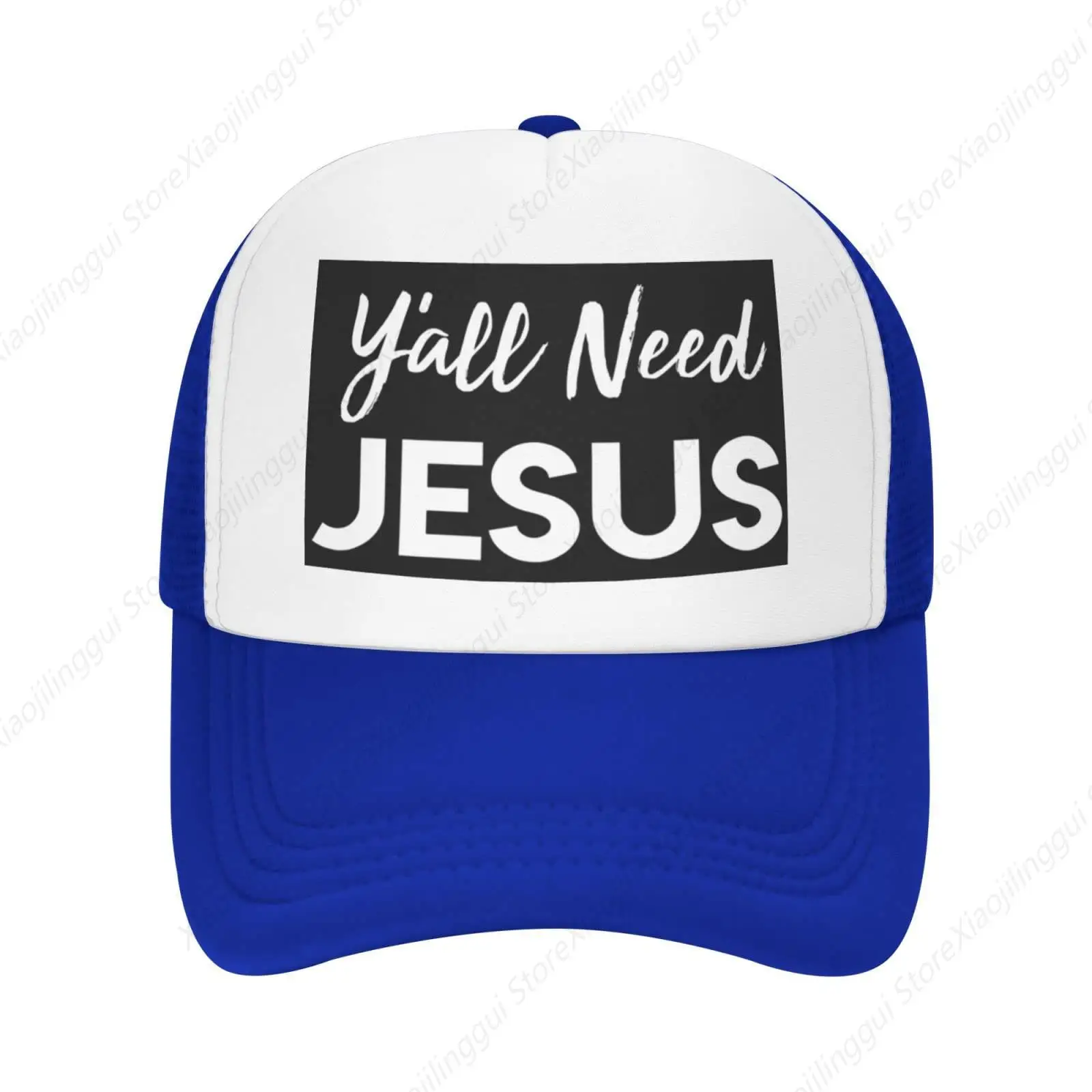 Y'all Need Jesus Funny Gift for Women Men Gift Mesh Cap for Men Women Baseball Hat Trucker Hat Snapback Caps Blue