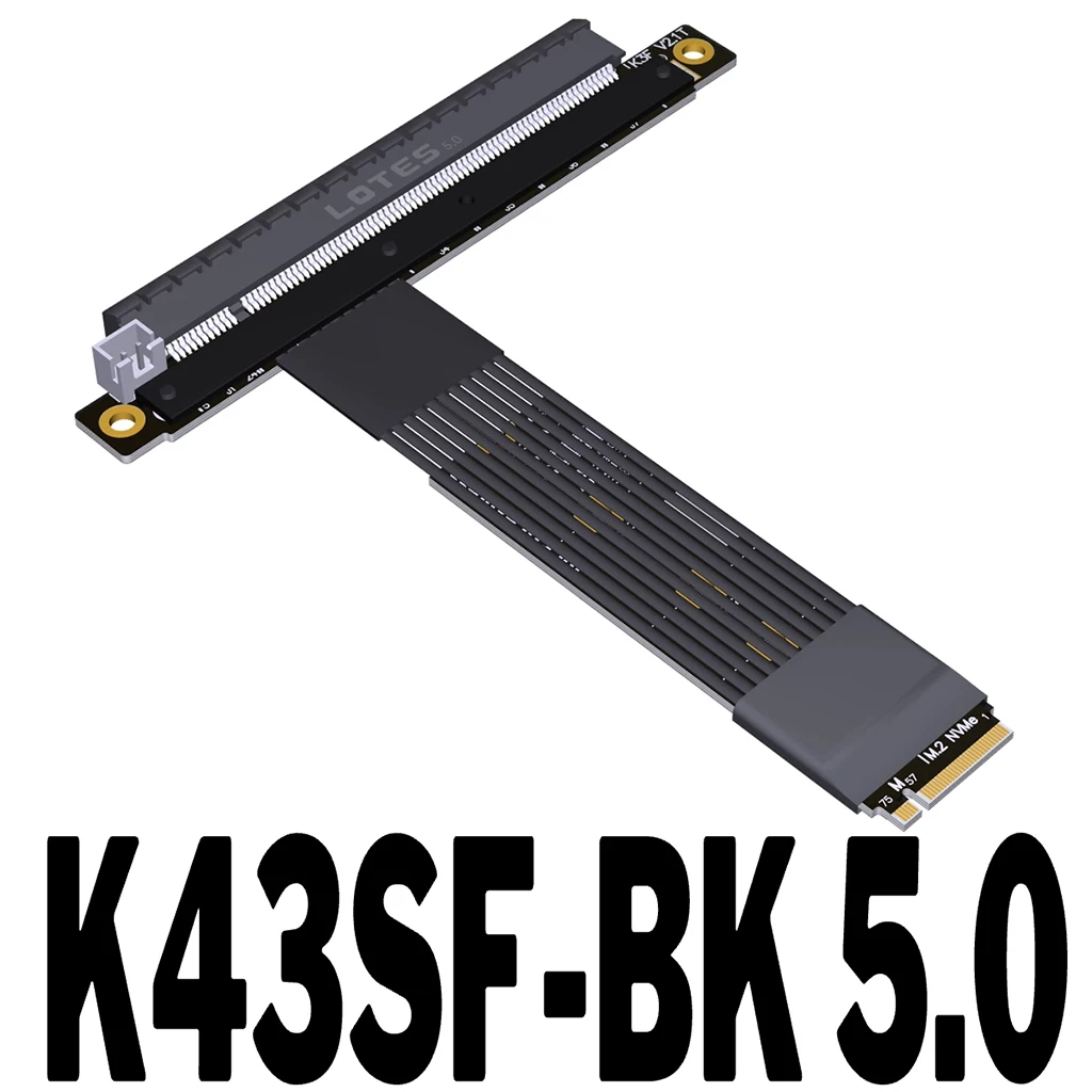 Kabel Ekstensi PCIe 5.0 X4 M.2 untuk NVMe M-key ke X16 untuk Kabel Kartu Grafis Motherboard STX dengan Kabel Daya SATA Seri K43