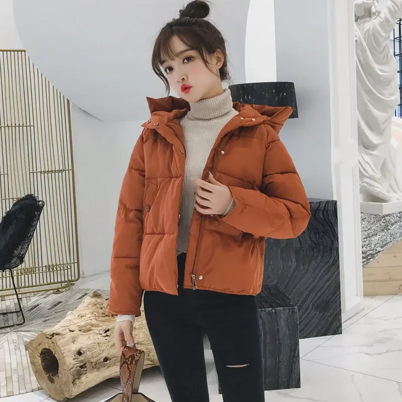 2023 New Winter Thicken Puffer Jacket Women Down Cotton Cotton-padded Jacket Crop Tops Warm Long Sleeve Coats Pink Black Red