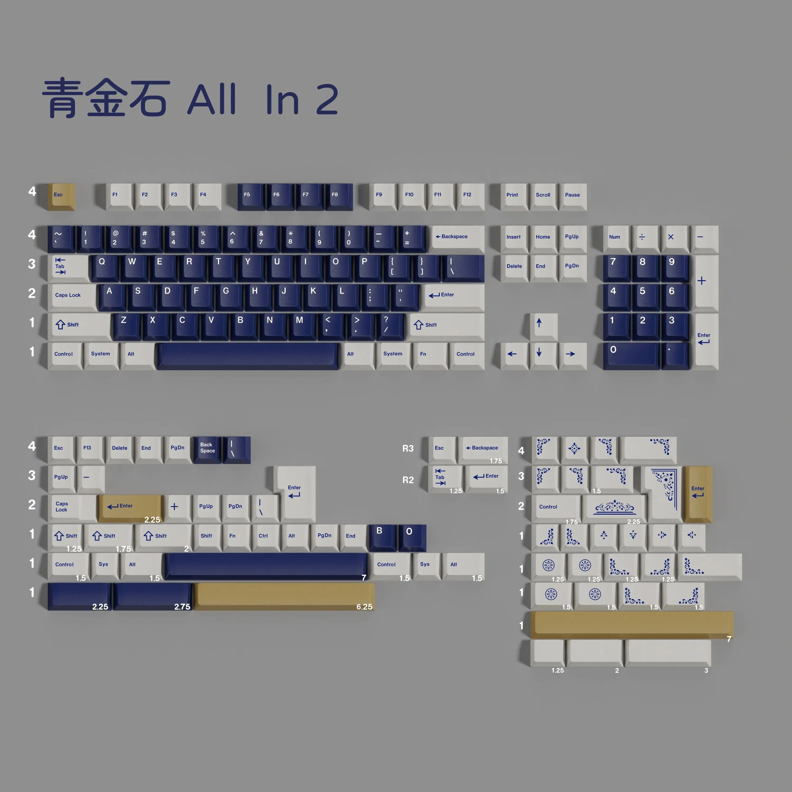 PBT GMK Lazurite Keycaps Set Cherry Profile Dye Sublimation KeyCap For MX Switch Keyboard Split Spacebar