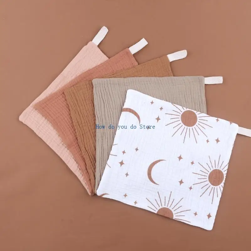 19QF مجموعة مناشف الأطفال 5 قطع من القماش القطني الممتص للعرق، مرايل الرضع لتناول الطعام