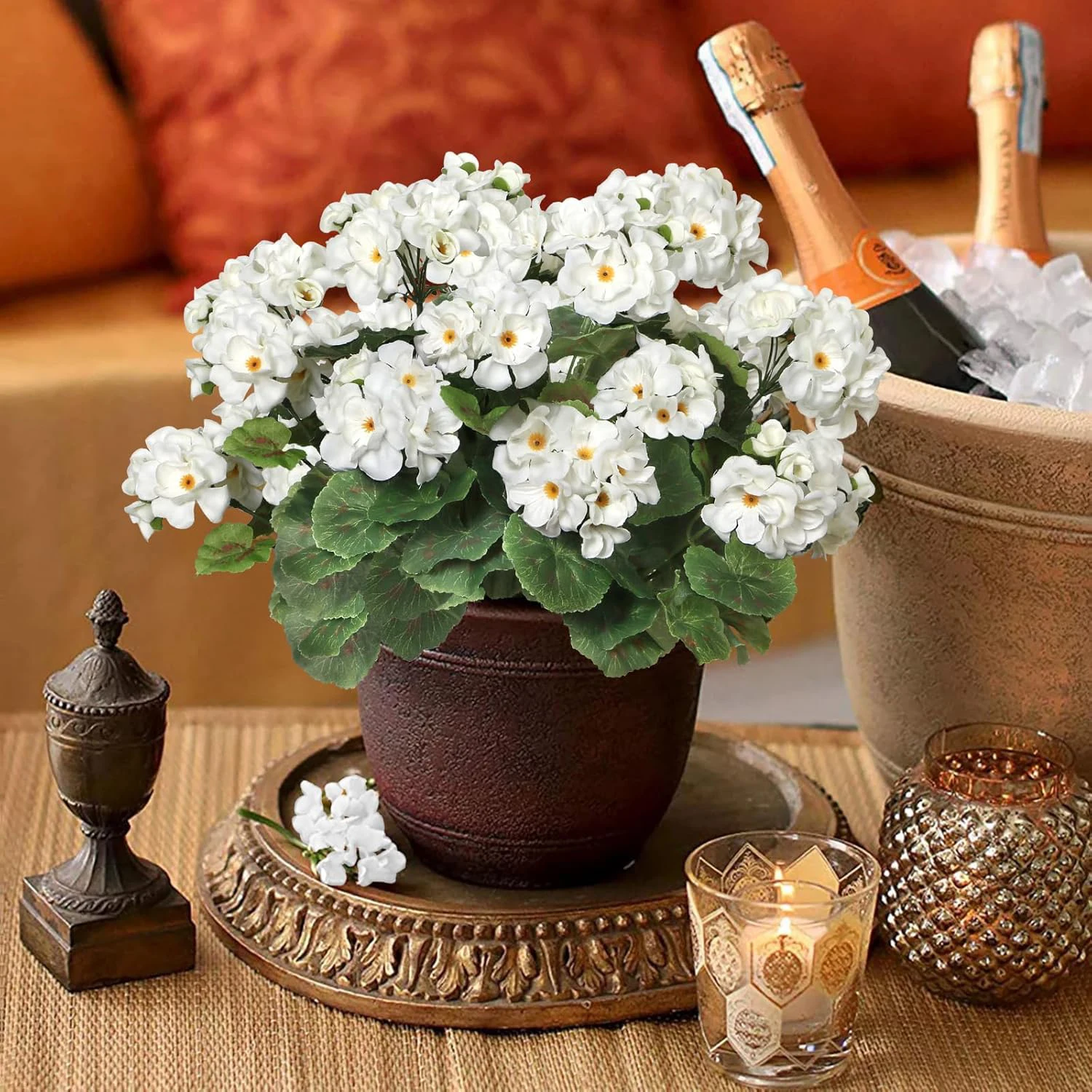 1pcs Simulated Geranium Hydrangea, Valentine's Day, Wedding, Mother's Day, Indoor Home, Outdoor Garden, Festival Decoration